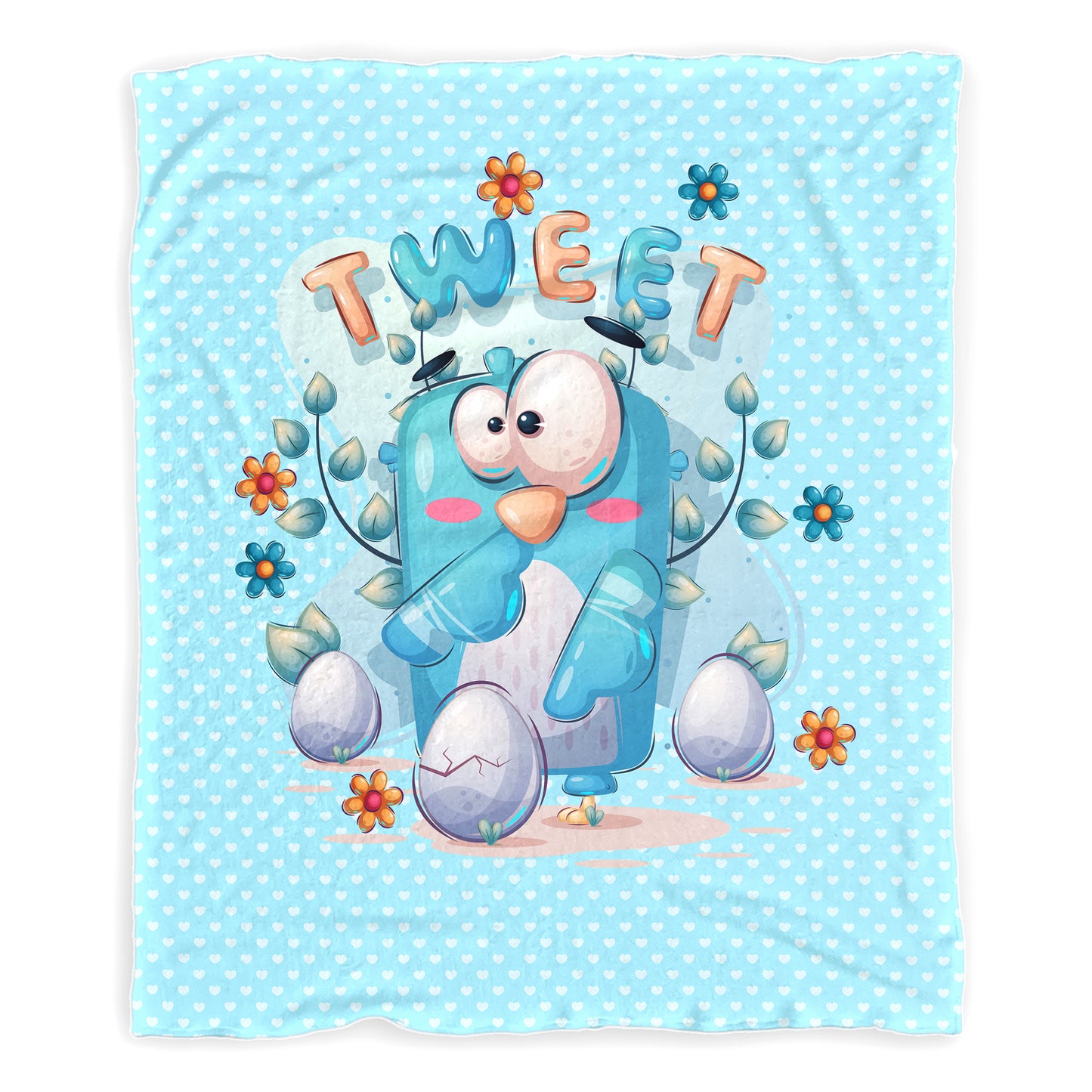 Cute Blue Bird Baby Fleece Blanket