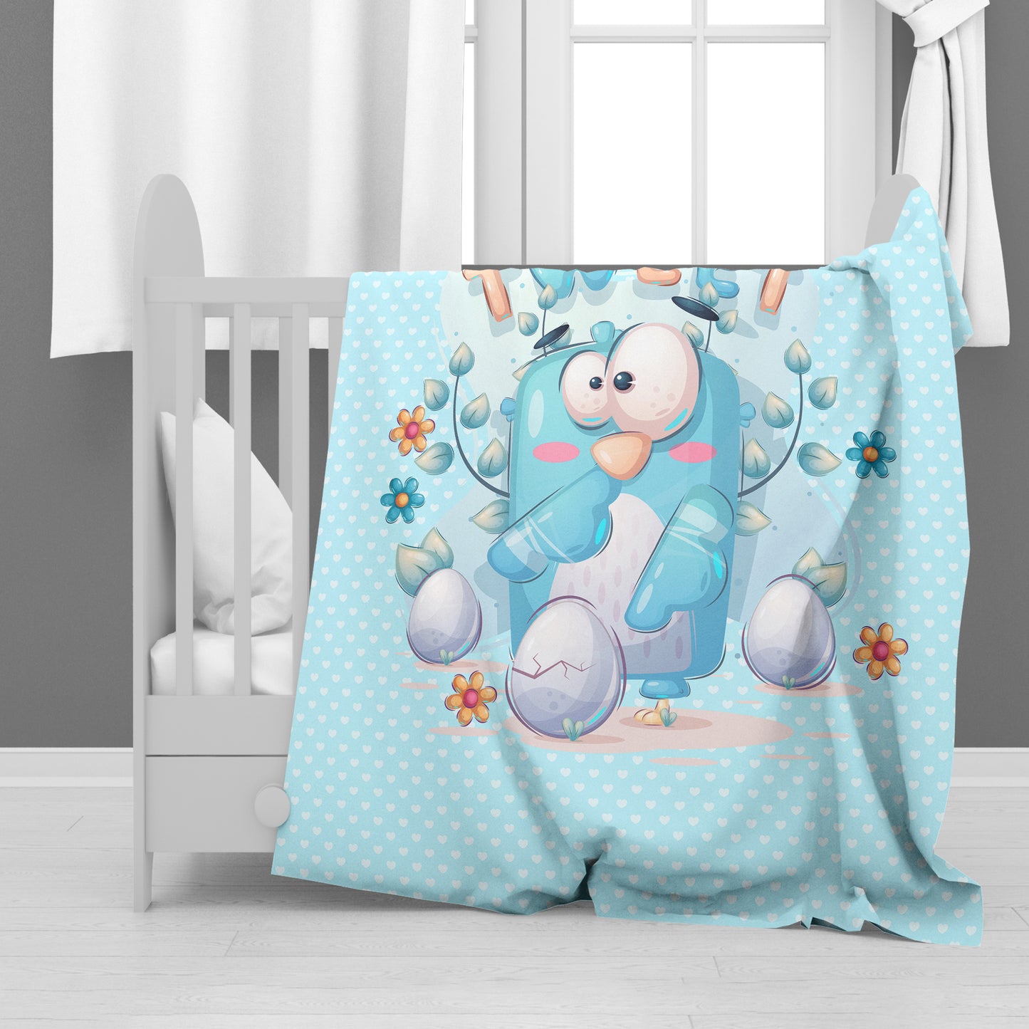 Cute Blue Bird Baby Fleece Blanket