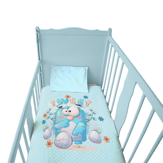 Cute Blue Bird Cot Set