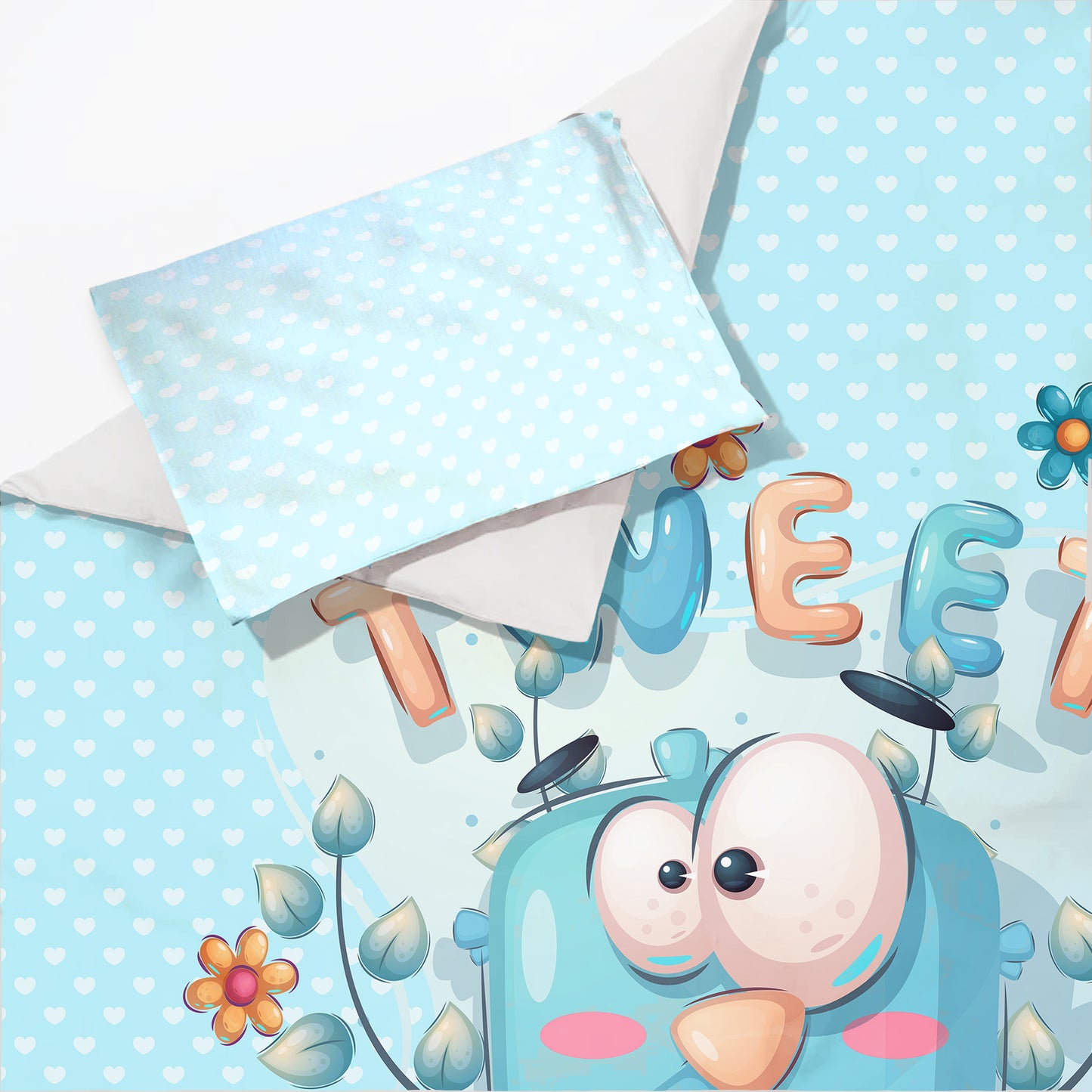 Cute Blue Bird Cot Set