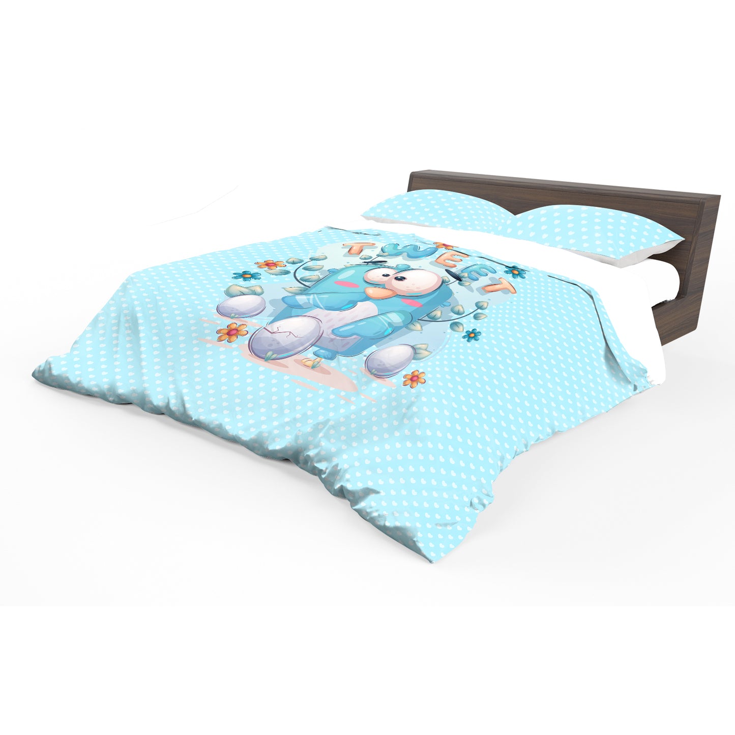 Cute Blue Bird Kids Duvet Cover Set