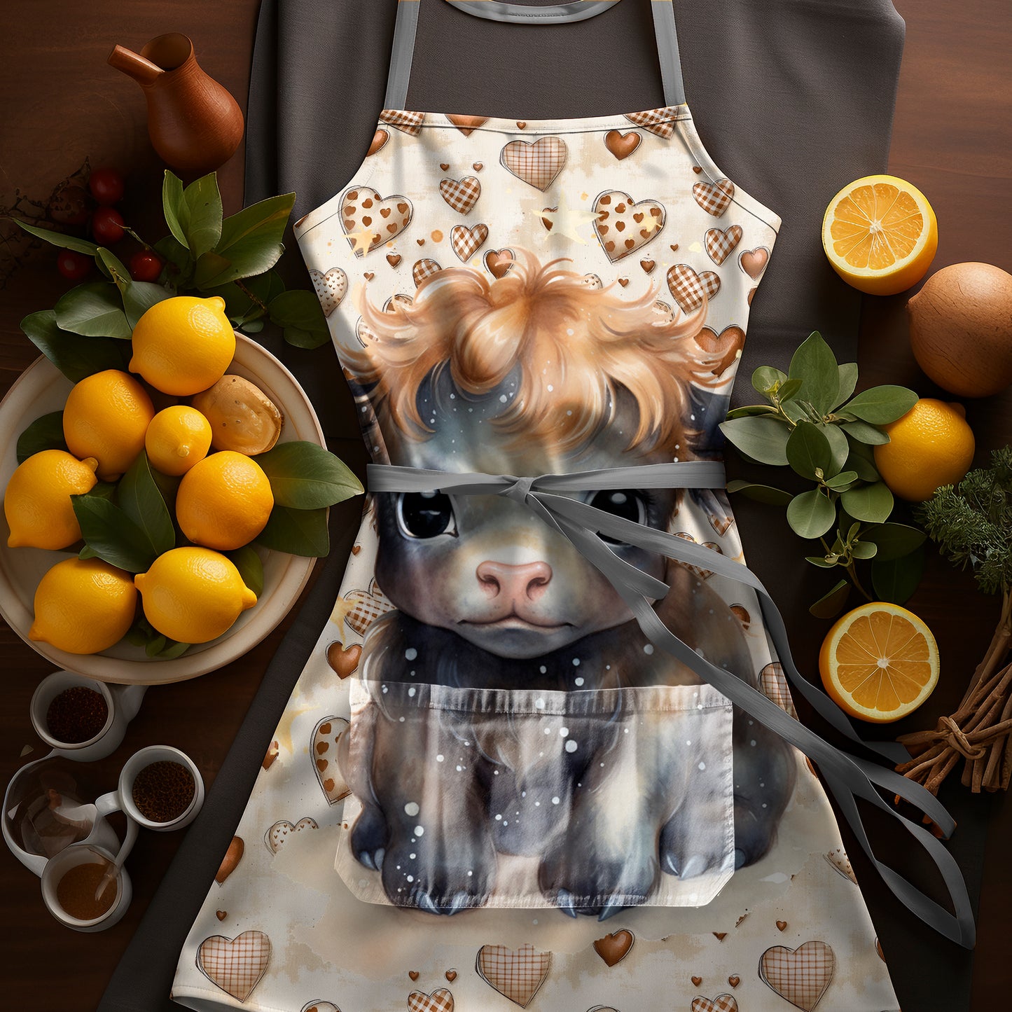 Cute Bull Hearts Apron by Mark van Vuuren