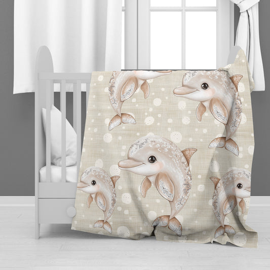 Cute Dolphins Baby Fleece Blanket by Mark van Vuuren