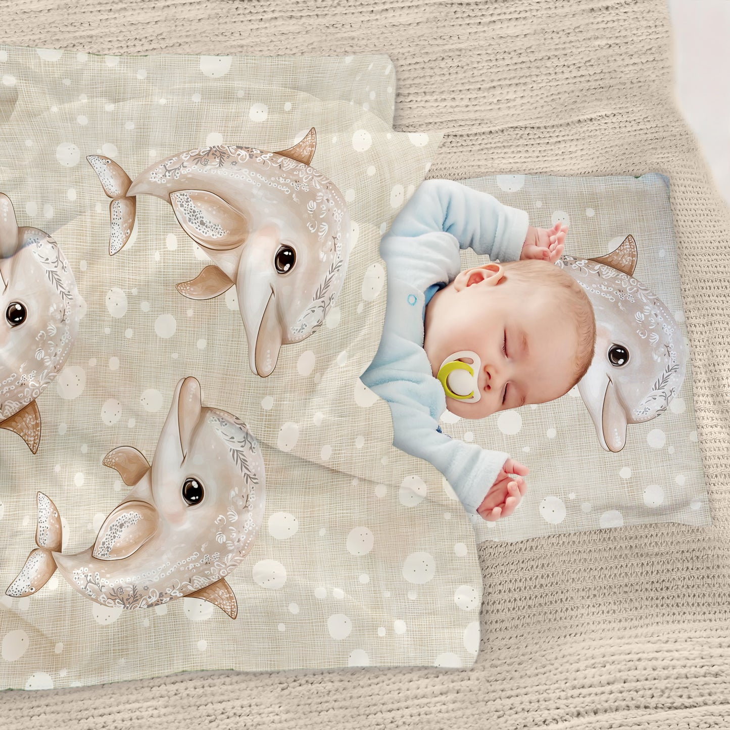 Cute Dolphins Cot Set by Mark van Vuuren
