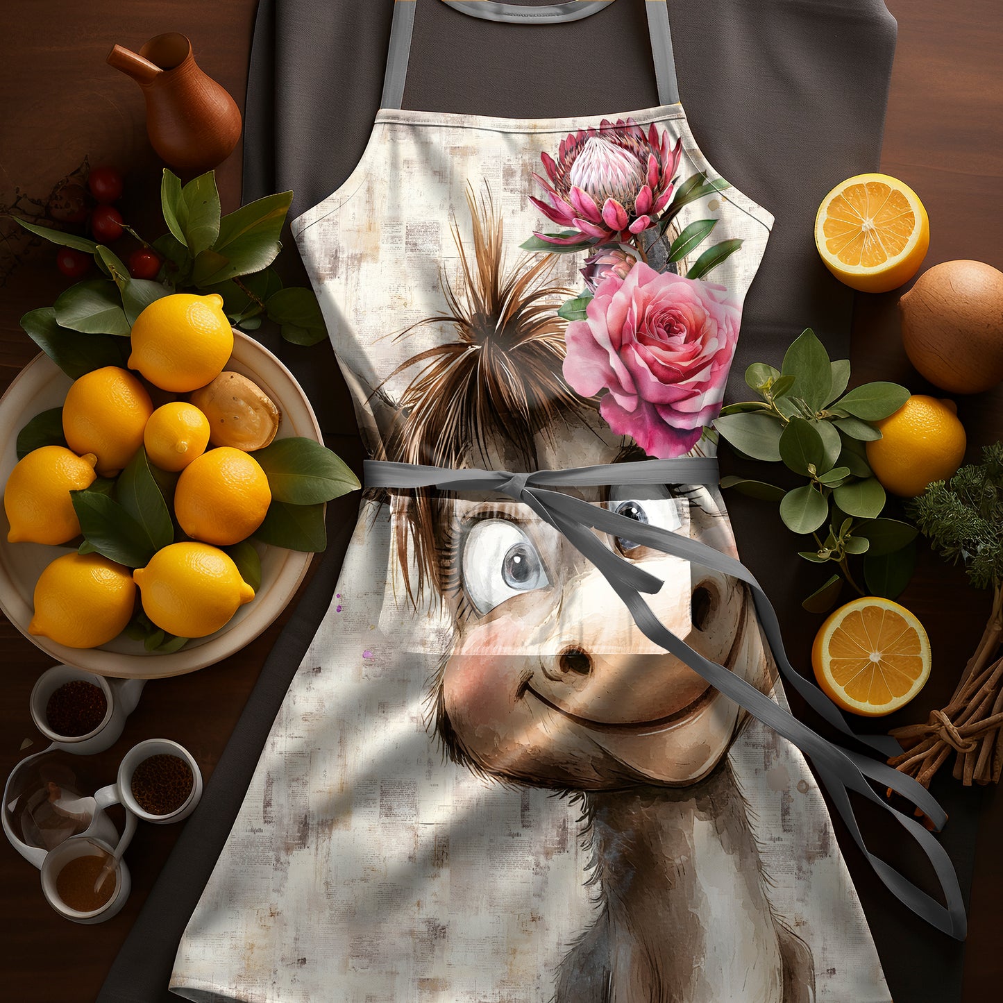 Cute Flower Donkey Apron by Mark van Vuuren