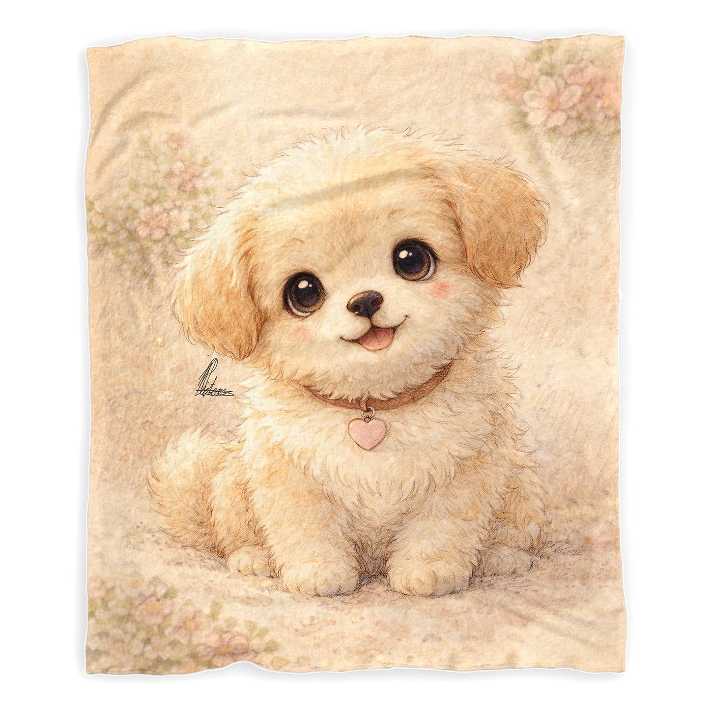 Cute Fluffy Puppy Sitting Baby Fleece Blanket by Nathan Pieterse