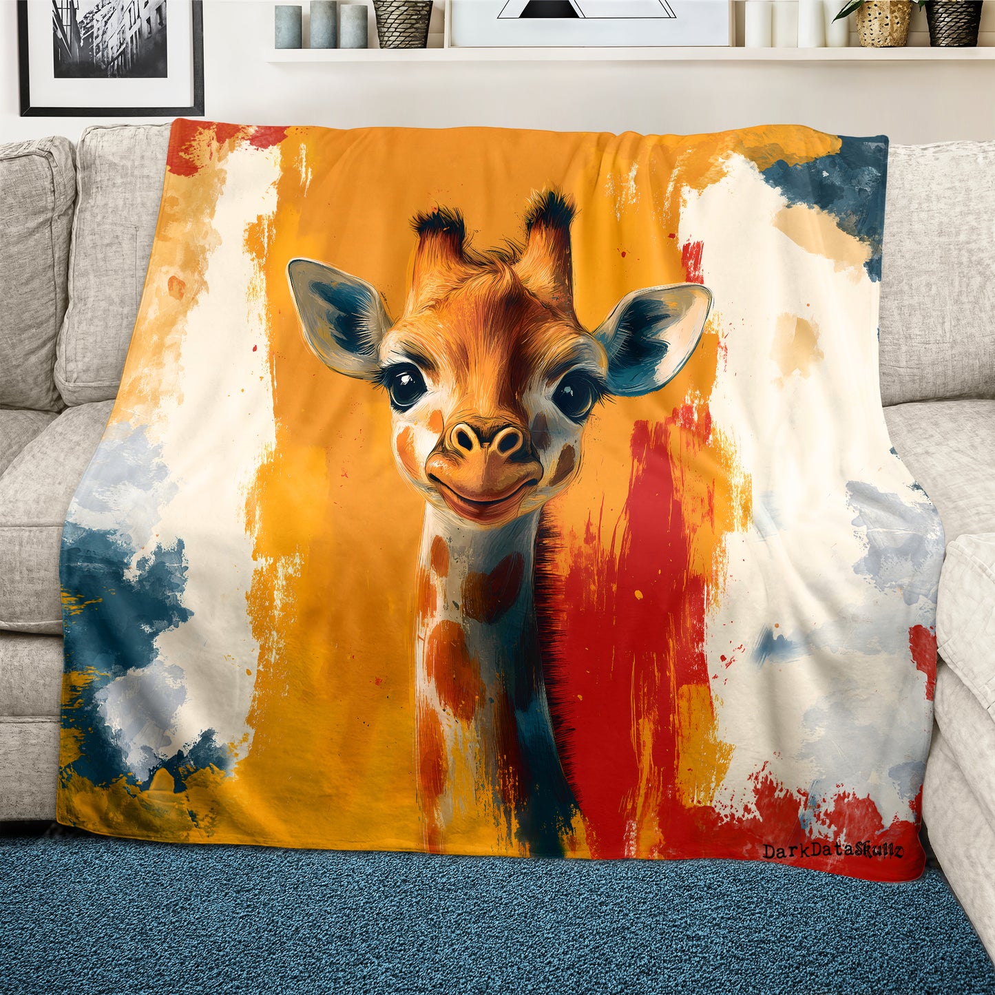 Cute Giraffe Light Weight Fleece Blanket by Wikus Schalkwyk
