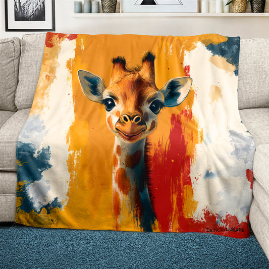 Cute Giraffe Light Weight Fleece Blanket by Wikus Schalkwyk
