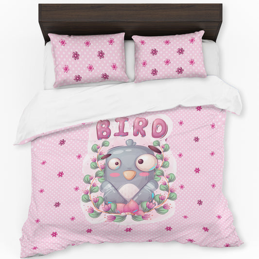 Cute Little Dove Pink Kids Duvet Cover Set