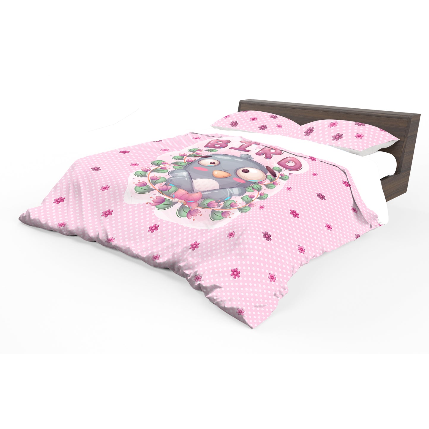 Cute Little Dove Pink Kids Duvet Cover Set