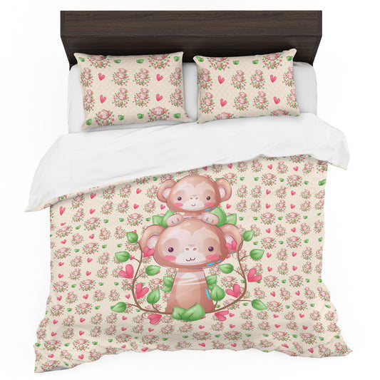 Cute Monkeys Kids Duvet Cover Set