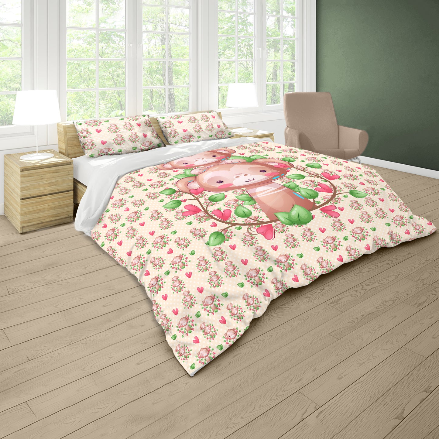 Cute Monkeys Kids Duvet Cover Set
