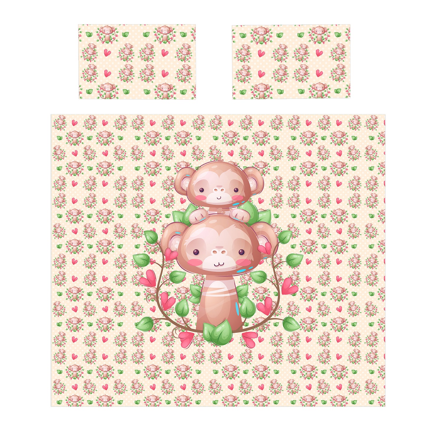 Cute Monkeys Kids Duvet Cover Set