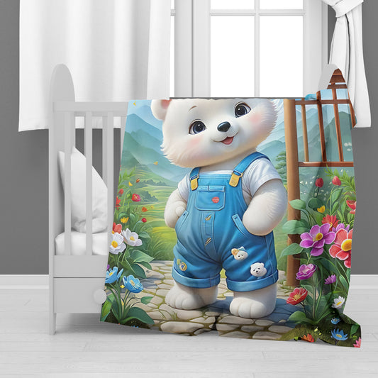 Cute Polar Bear Minky Blanket