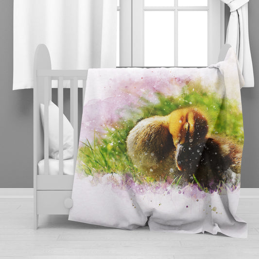 Cute Sleeping Duck Minky Blanket