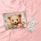 Cute Soft Floral Teddy Cot Set