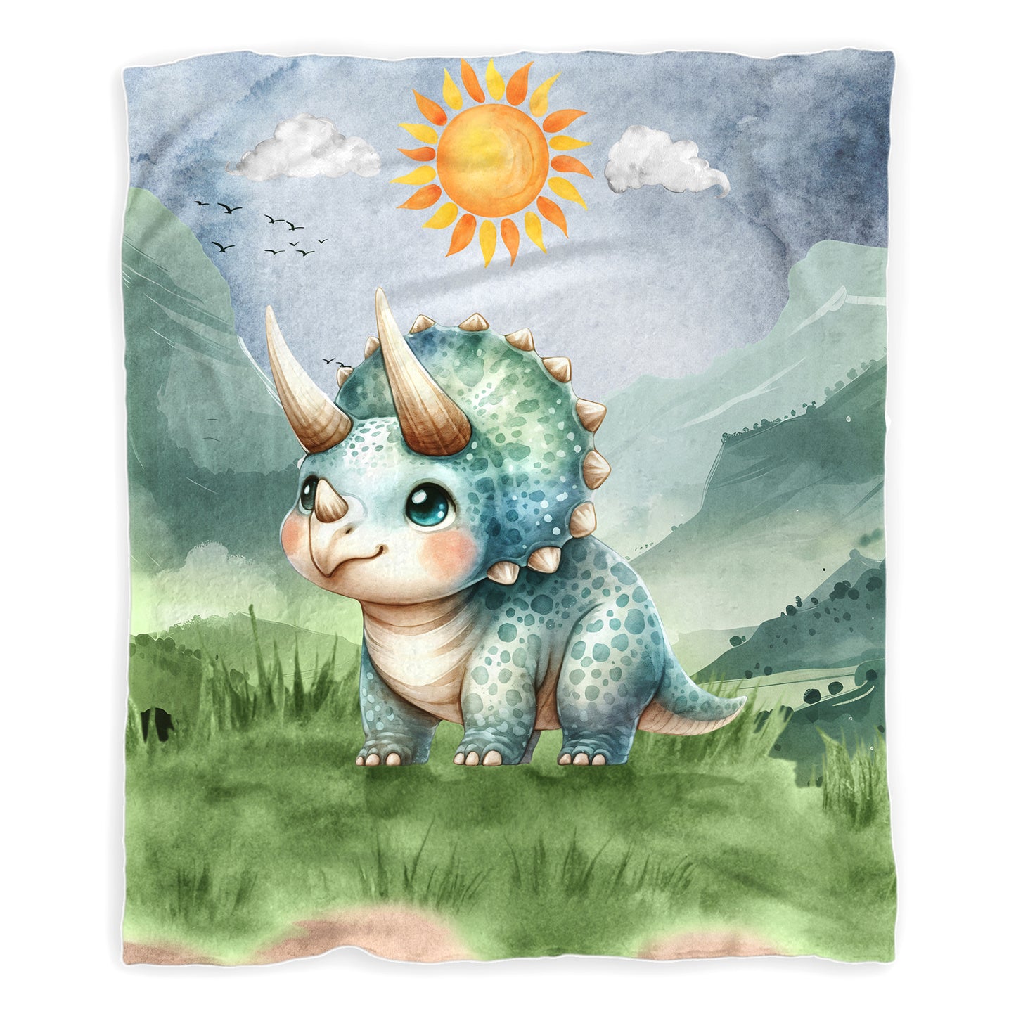 Cute Triceratops Baby Fleece Blanket