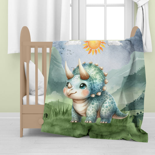 Cute Triceratops Baby Fleece Blanket