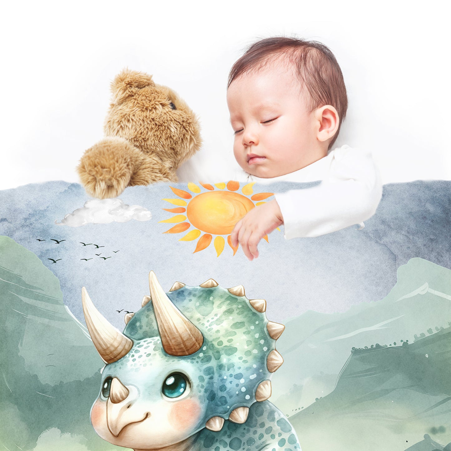 Cute Triceratops Baby Fleece Blanket