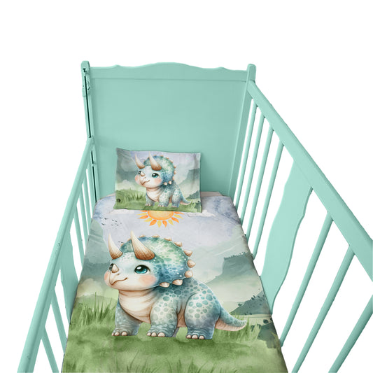 Cute Triceratops Cot Set