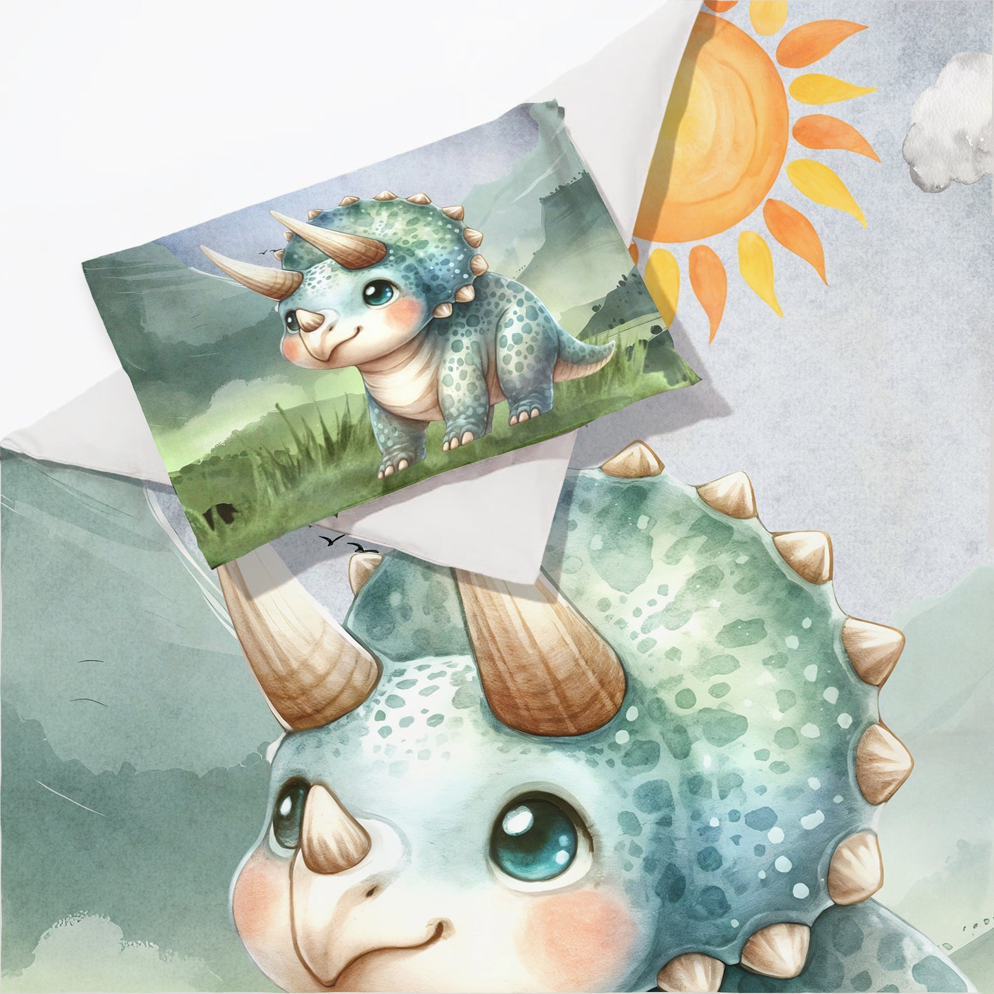 Cute Triceratops Cot Set