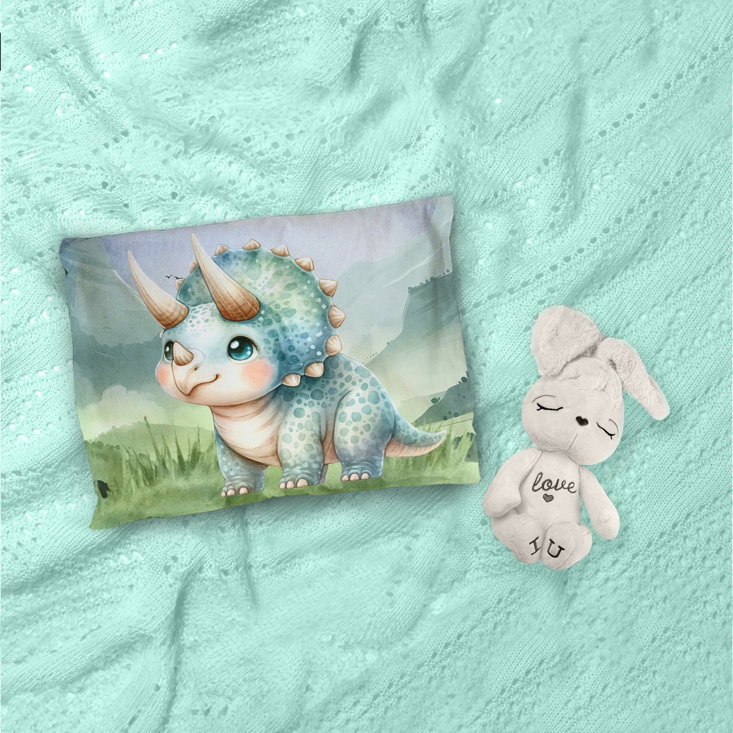 Cute Triceratops Cot Set