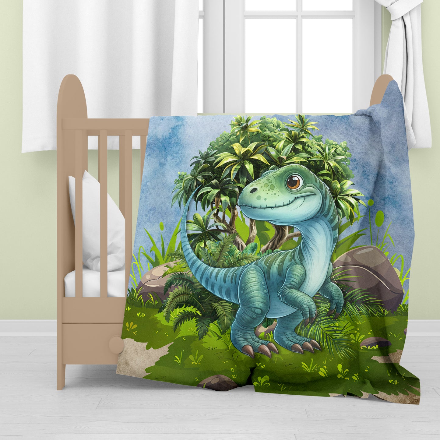 Cute Velociraptor Baby Fleece Blanket
