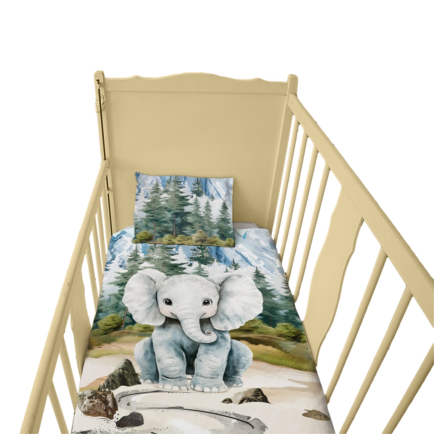 Cute Woodlands Elephant Cot Set