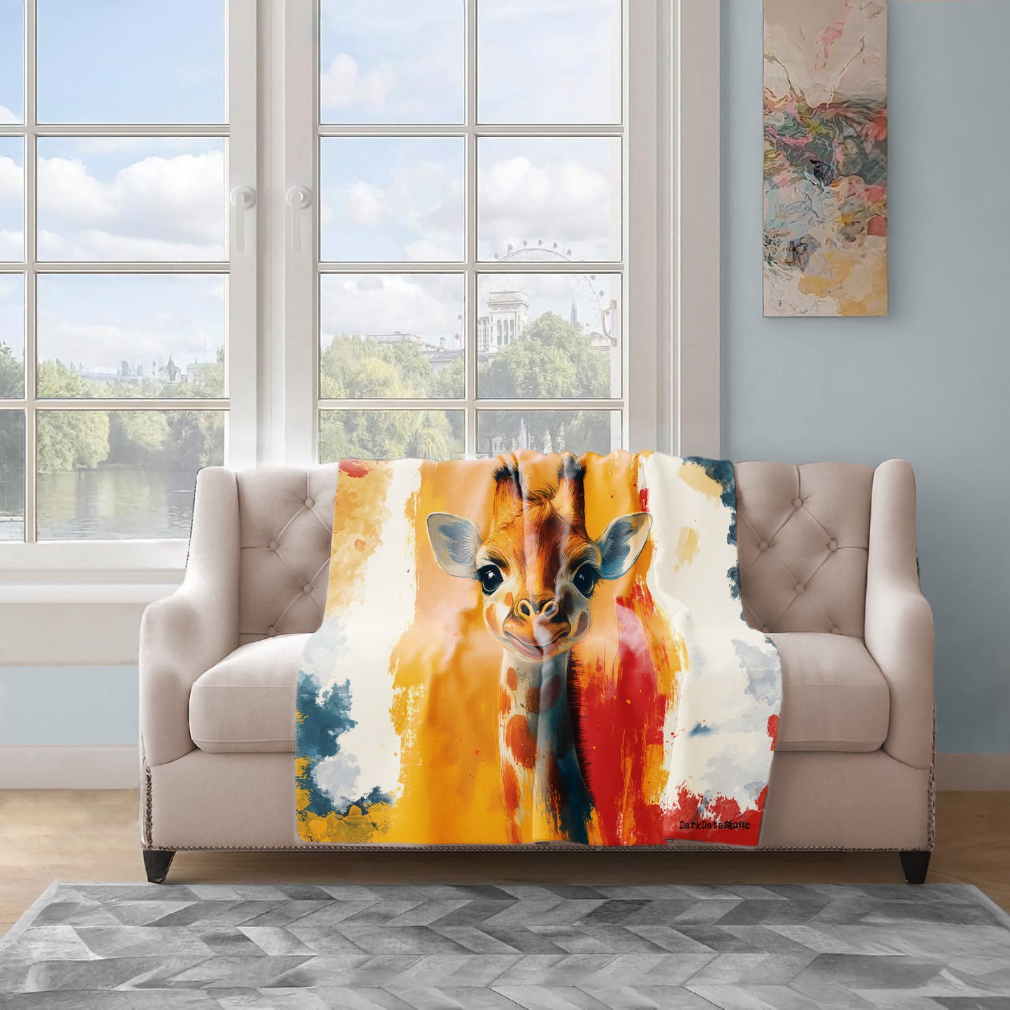 Cute Giraffe Light Weight Fleece Blanket by Wikus Schalkwyk