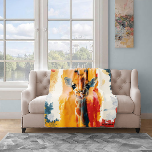 Cute Giraffe Light Weight Fleece Blanket by Wikus Schalkwyk