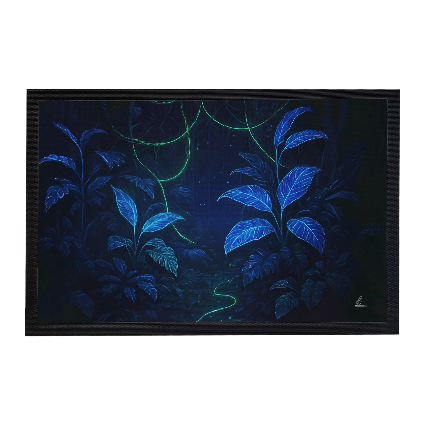 Cyber Neon Jungle Door Mat by Nathan Pieterse