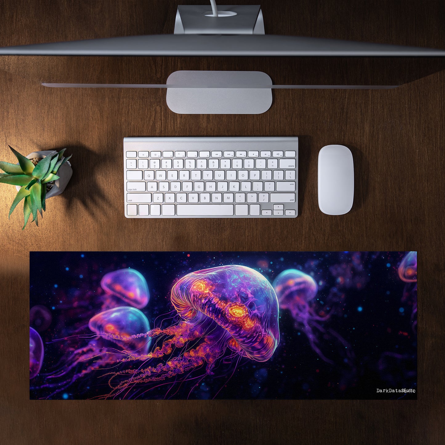 Cyberpunk Jellyfish Large Desk Pad by Wikus Schalkwyk
