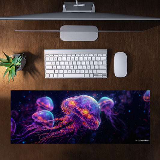 Cyberpunk Jellyfish Large Desk Pad by Wikus Schalkwyk