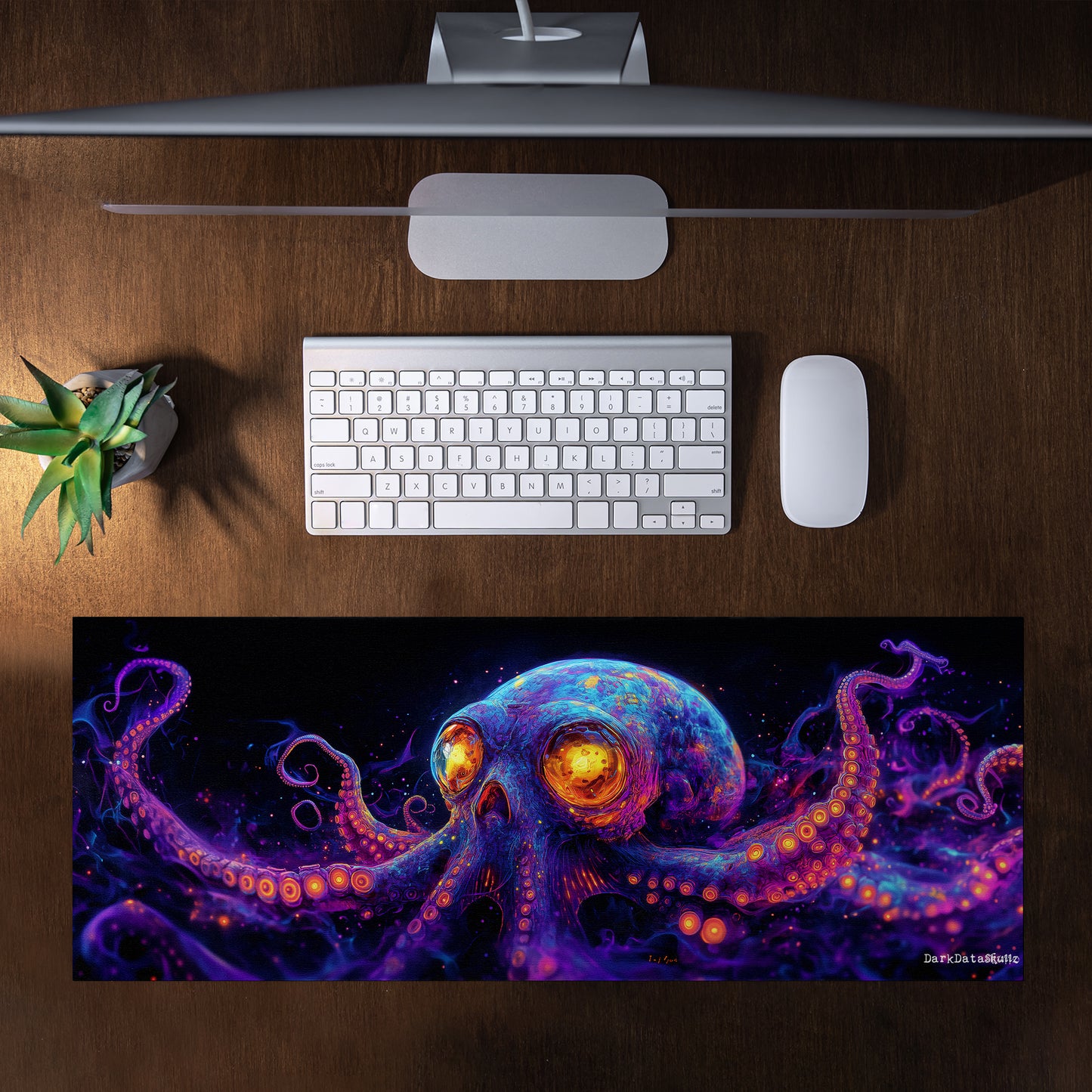 Cyberpunk Octopus Large Desk Pad by Wikus Schalkwyk
