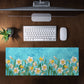 Daffodil on Blue Desk Pad