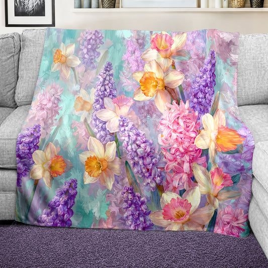 Daffodils in Pastel Mist Light Weight Fleece