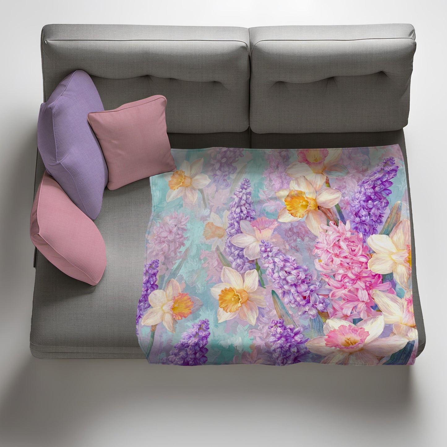 Daffodils in Pastel Mist Light Weight Fleece