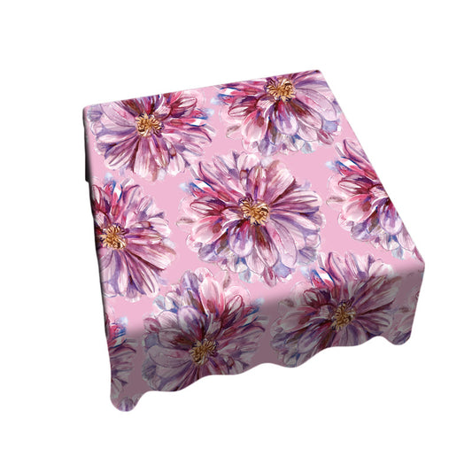 Dahlia Pattern on Pink Square Tablecloth by Kristin van Lieshout