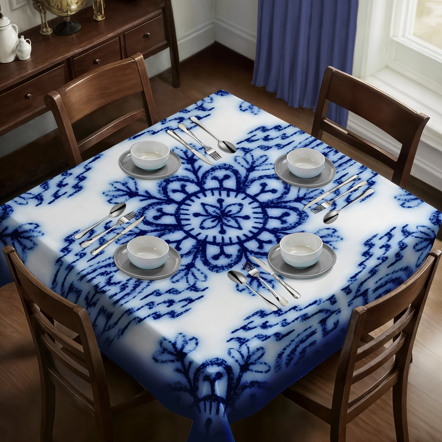 Dainty Delft Square Tablecloth