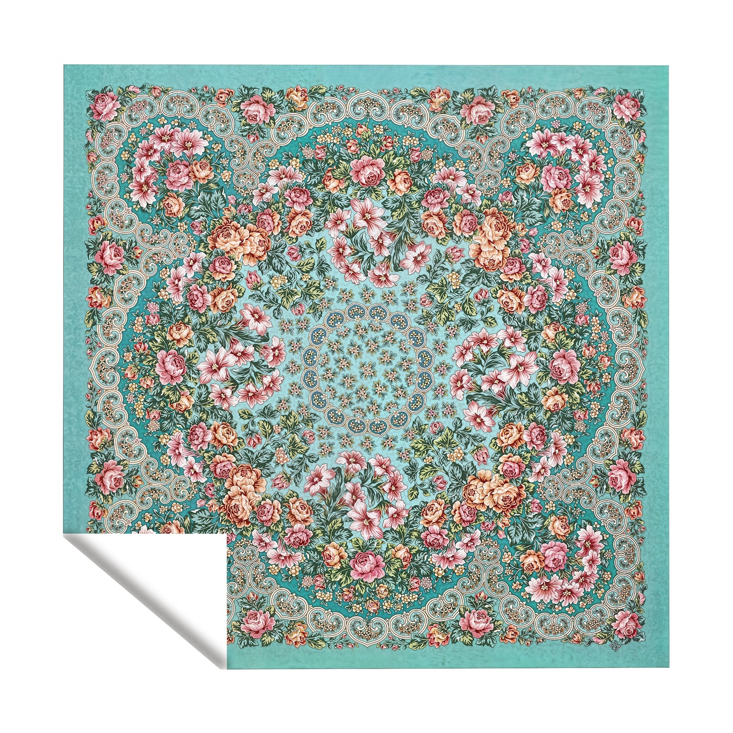 Dainty Flowers on Green Square Tablecloth