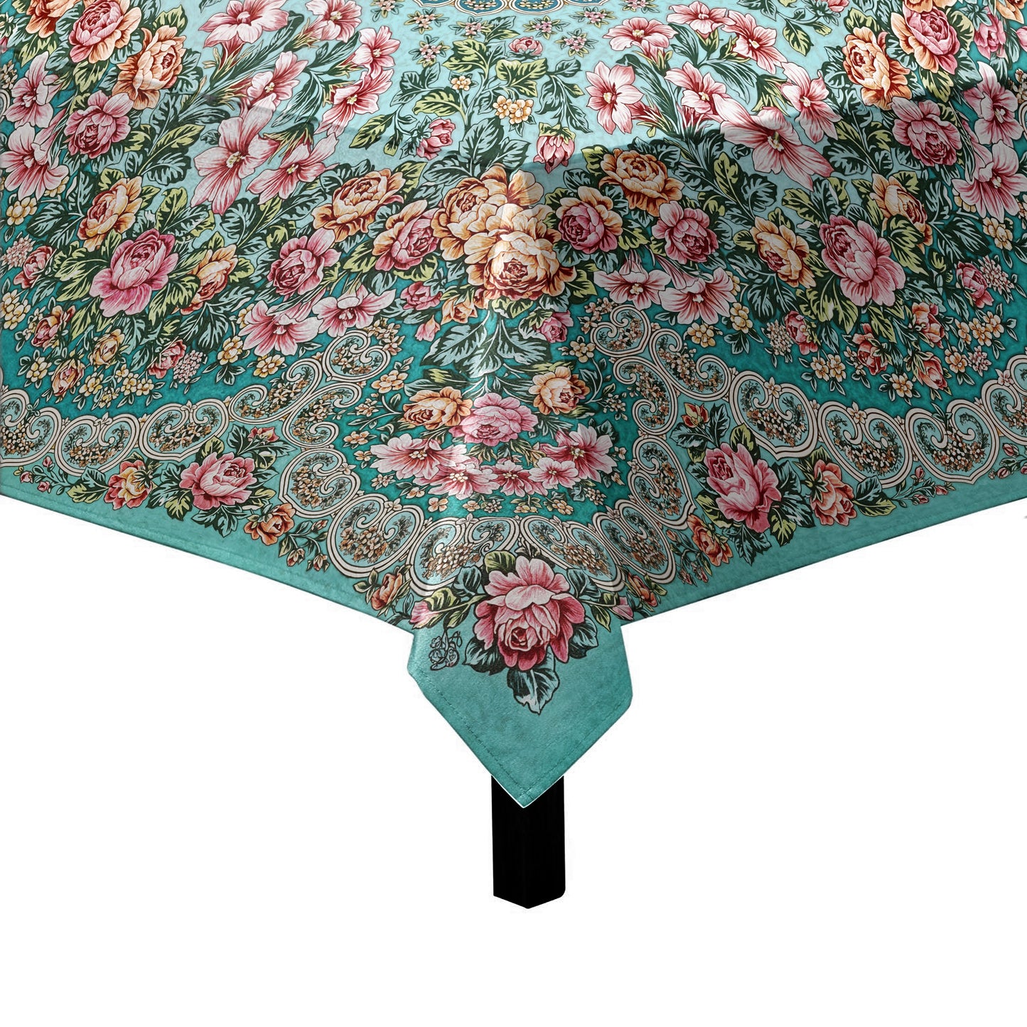 Dainty Flowers on Green Square Tablecloth