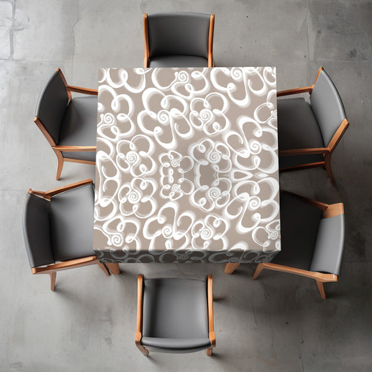 Daisies on Mocha Square Tablecloth By Fifo