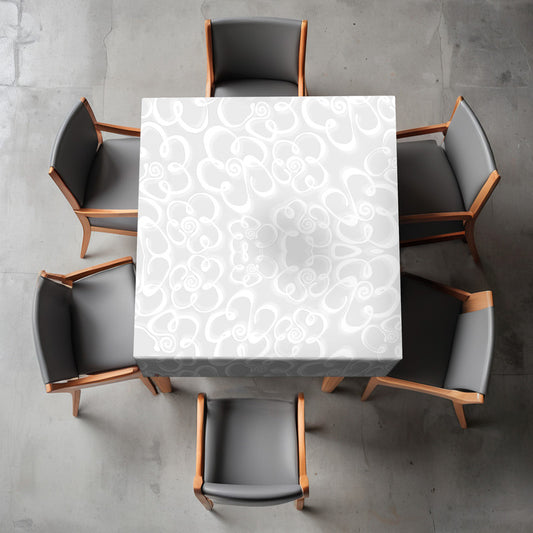 Daisies on Pale Grey Square Tablecloth By Fifo