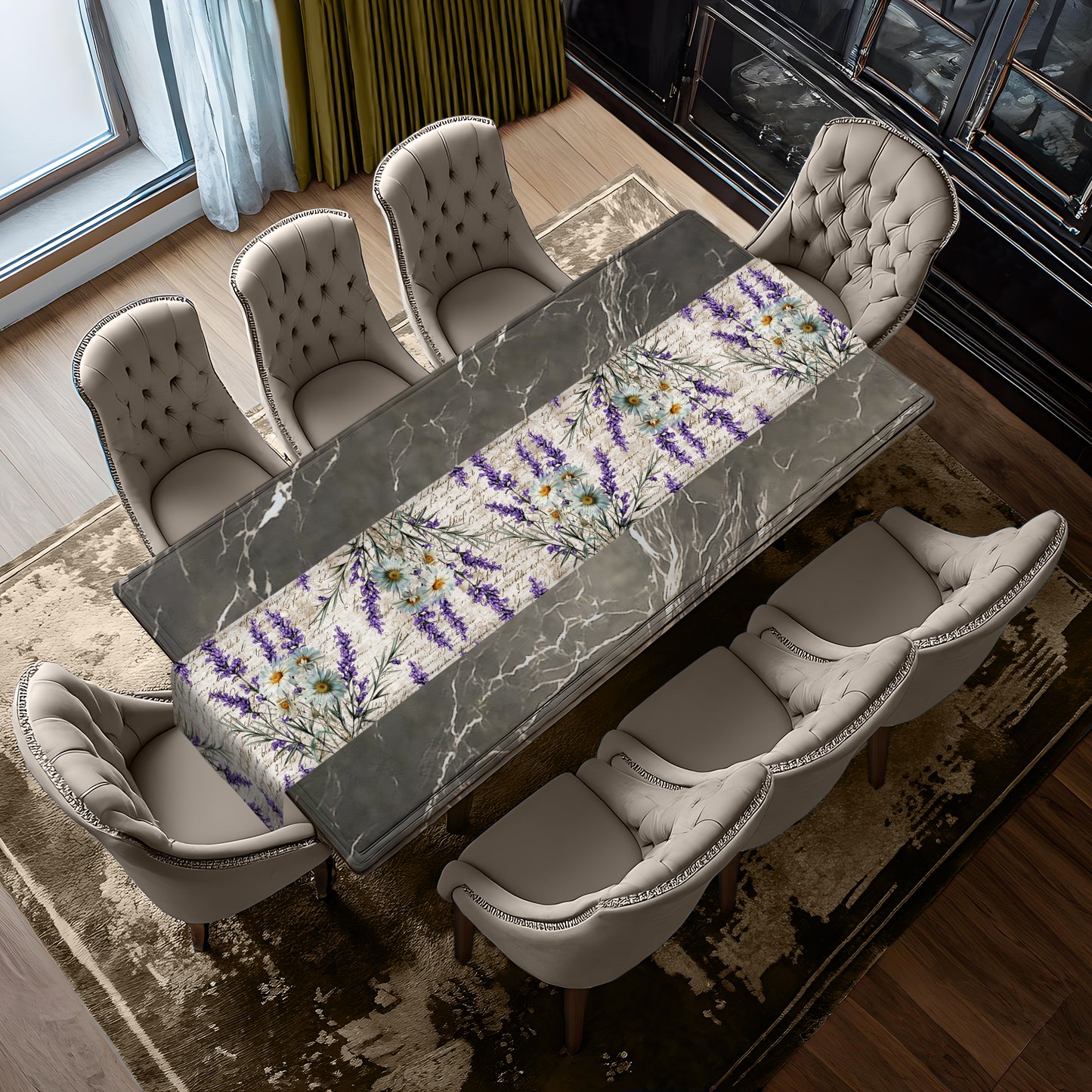 Daisies & Lavender Table Runner by Mark van Vuuren