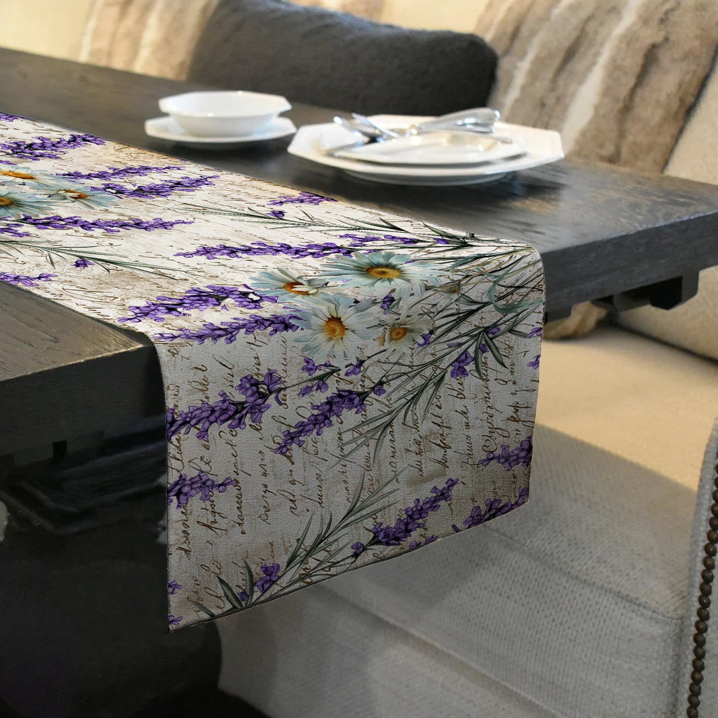 Daisies & Lavender Table Runner by Mark van Vuuren