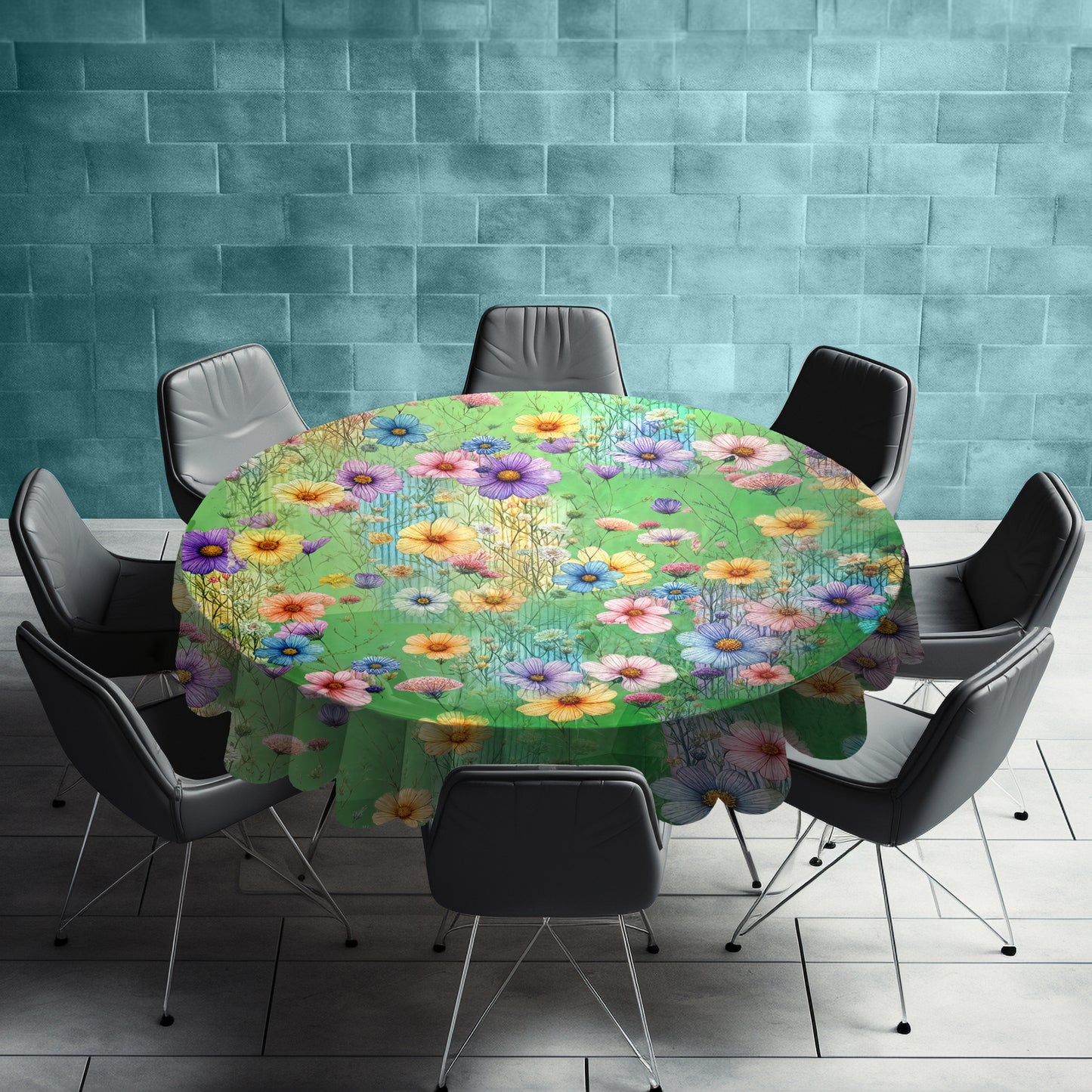 Daisies in the Field Round Tablecloth