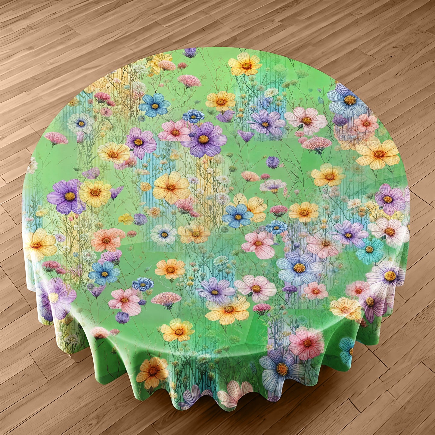 Daisies in the Field Round Tablecloth