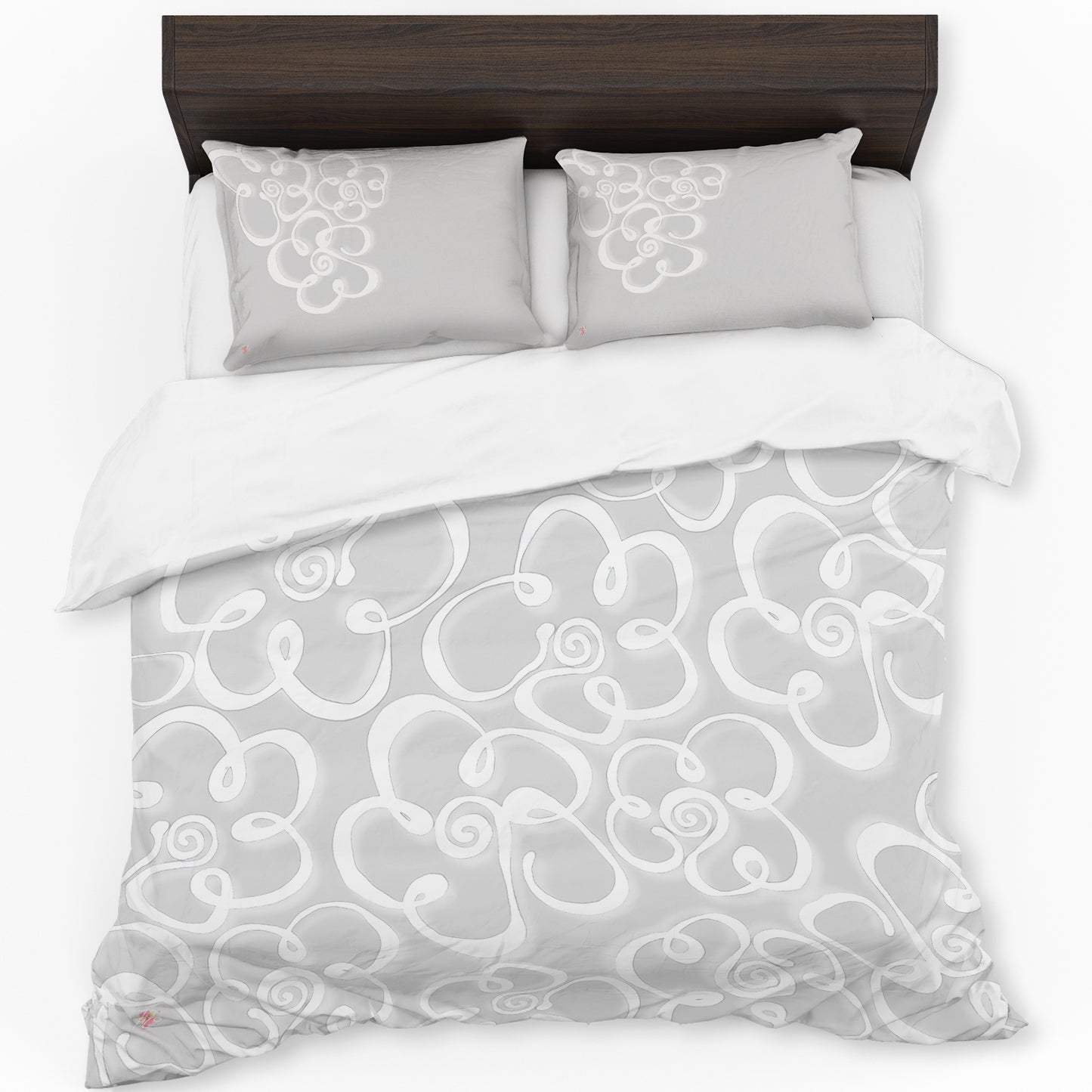 Daisies on Pale Grey Duvet Cover Set By Fifo