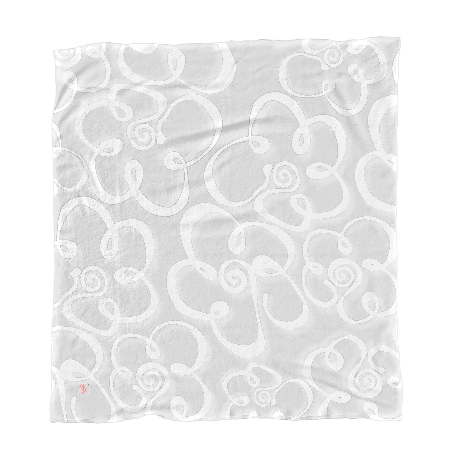Daisies on Pale Grey Light Weight Fleece Blanket by Fifo