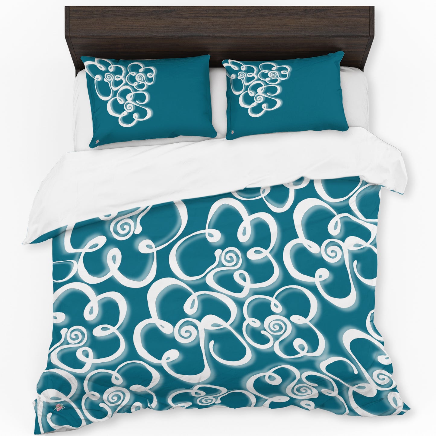 Daisies on Teal Duvet Cover Set By Fifo